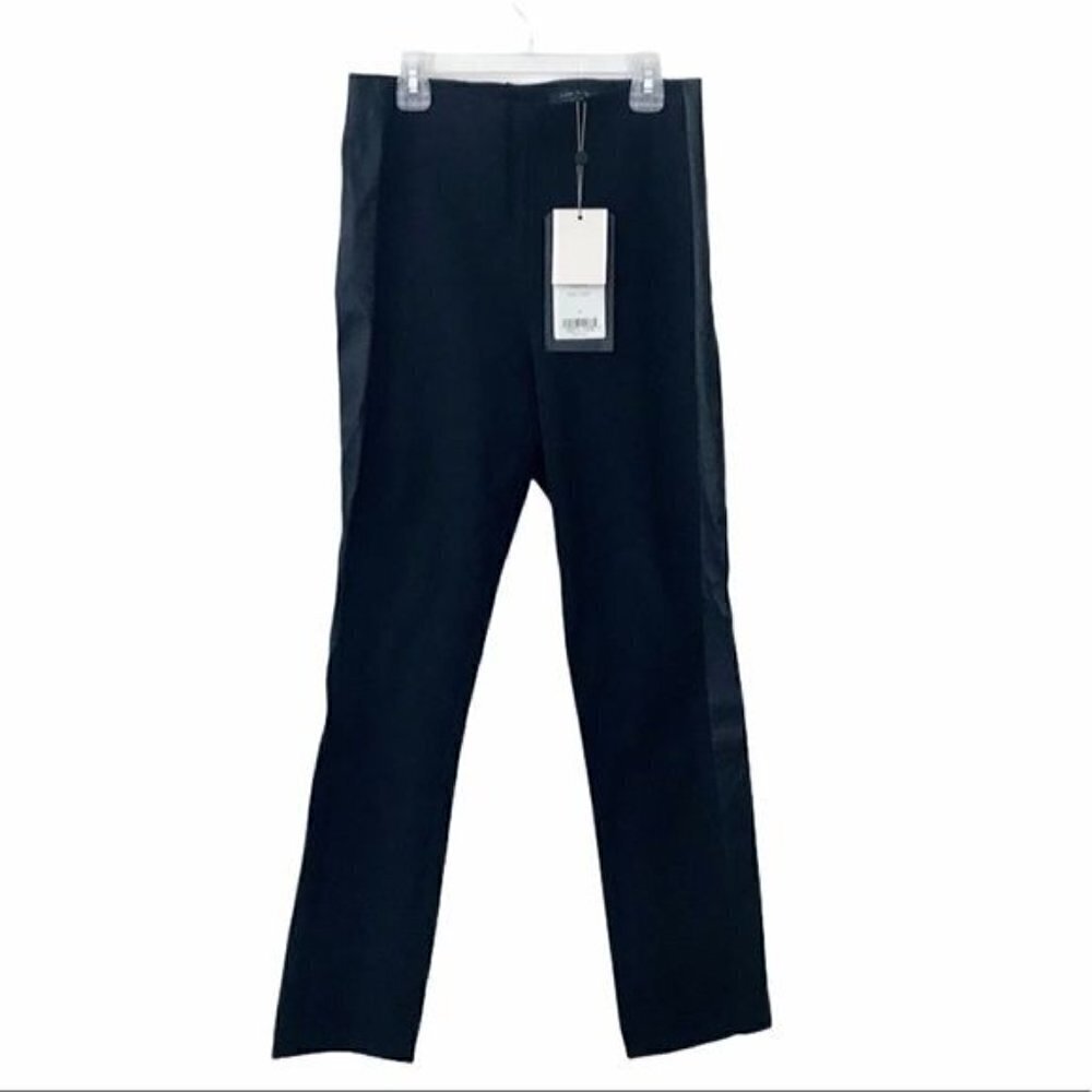 Rag & Bone Black Dani Pants with Leather Side Stripe $395 NWT Size 6